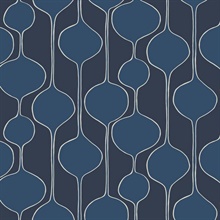 Blue Abstract Retro Ogee Wallpaper