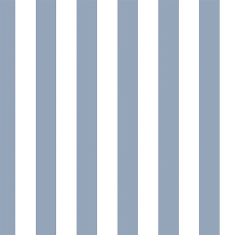 Blue and Denim Vertical 1.25in Regency Stripe Prepasted Wallpaper