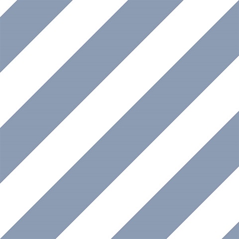 Blue and White Diagonal Stripe Prepasted Wallpaper
