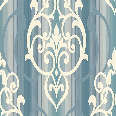 GT21802 | Blue and White Feldspar Damask | Wallpaper Boulevard