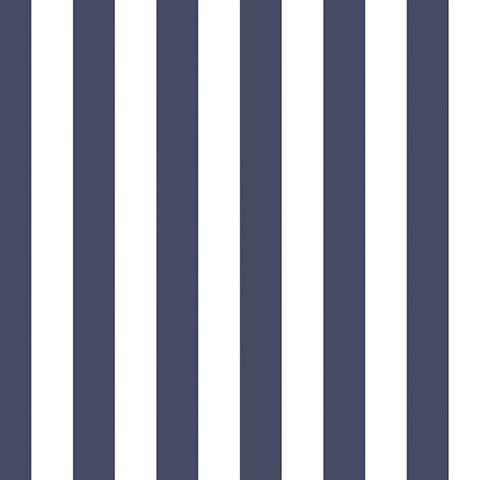 Blue and White Vertical 1.25in Regency Prepasted Wallpaper