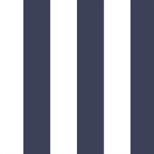 Blue and White Vertical 2.5in Tent Stripe Prepasted Wallpaper