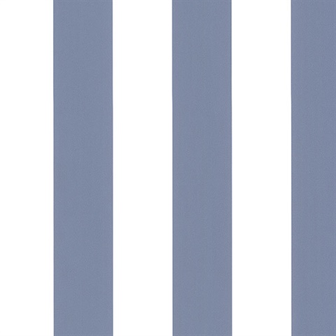 Blue and White Vertical 2.5in Tent Stripe Prepasted Wallpaper