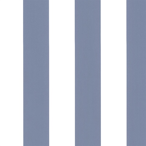 Blue and White Vertical 2.5in Tent Stripe Prepasted Wallpaper