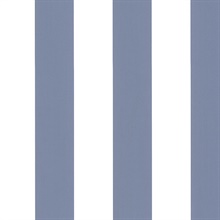 Blue and White Vertical 2.5in Tent Stripe Prepasted Wallpaper