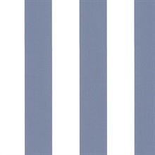 Blue and White Vertical 2.5in Tent Stripe Prepasted Wallpaper