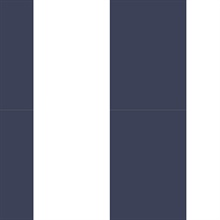 Blue and White Vertical 5.25in Stripe Prepasted Wallpaper
