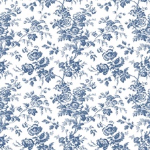 Blue Anemone French Vine Toile Wallpaper