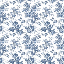 Blue Anemone French Vine Toile Wallpaper