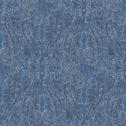 Blue Ascot Classic Damask & Paisley Wallpaper