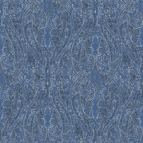 Blue Ascot Classic Damask & Paisley Wallpaper