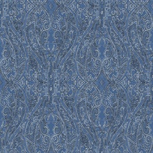 Blue Ascot Classic Damask &amp; Paisley Wallpaper