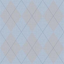 Blue & Baby Blue Argyle Plaid String Textured Wallpaper