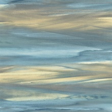 Blue & Beige Commercial Rainbow Brush Wallpaper