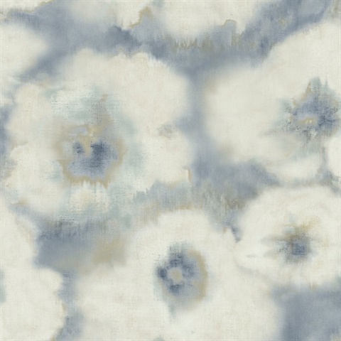 Blue Blended Floral Medium Watercolor Flowers Wallpaper