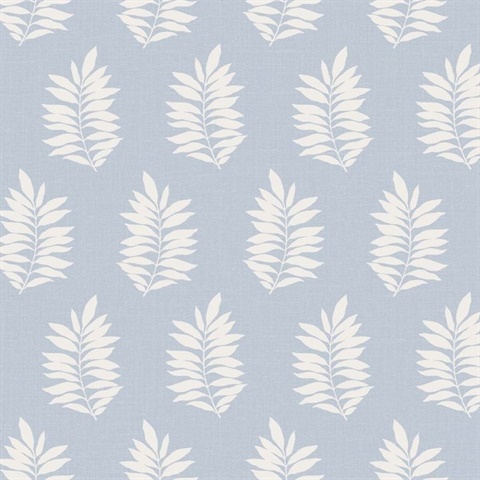 Blue Block Print Leaf Wallpaper