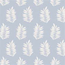 Blue Block Print Leaf Wallpaper