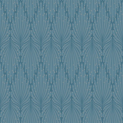 Blue Cafe Society Abstract Leaf Damask Wallpaper