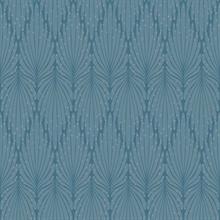 Blue Cafe Society Abstract Leaf Damask Wallpaper