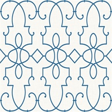 Blue & Champagne Commercial Ironwork on Paperweave Wallpaper