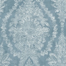 Blue Charleston Damask Wallpaper