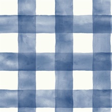 Blue Checkmate Watercolor Plaid Peel and Stick Wallpaper