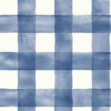 Blue Checkmate Watercolor Plaid Peel and Stick Wallpaper