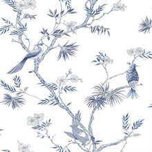 Blue Classic Bird & Branches Trail Wallpaper