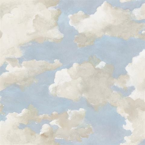 Blue Clouds on Canvas Peel and Stick Wallpaper