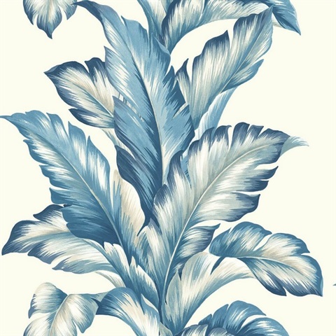 Blue Commercial Big Leaf Wallpaper