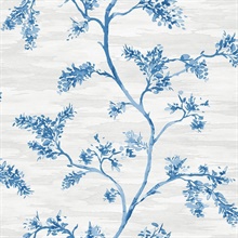 Blue Commercial Watercolor Branches Wallpaper