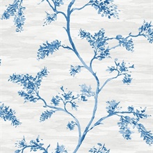 Blue Commercial Watercolor Branches Wallpaper