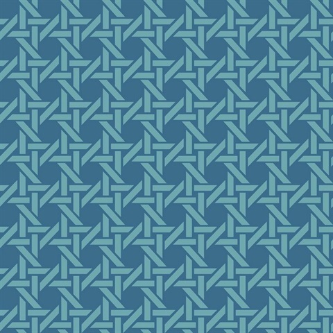 Blue Commercial Wicker Geometric Wallpaper