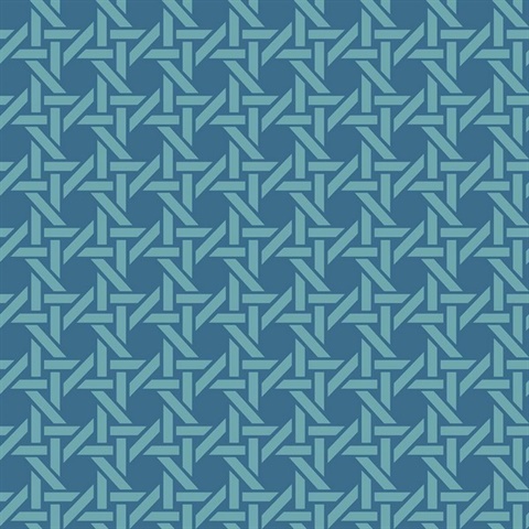 Blue Commercial Wicker Geometric Wallpaper