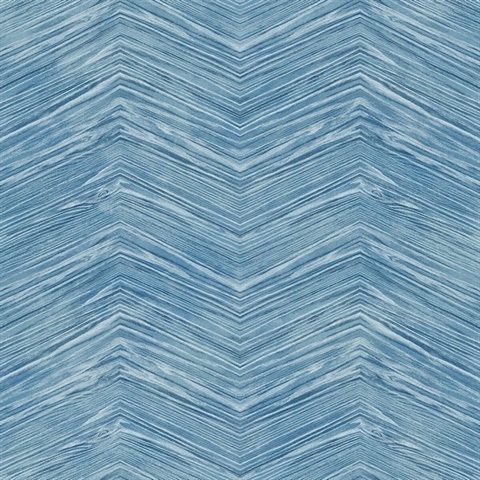 Blue Commercial Wood Chevron Wallpaper