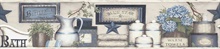 Country Bath Blue Rustic Border