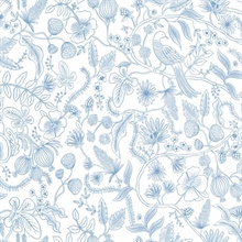 Blue & Cream Aviary Peel and Stick Wallpaper
