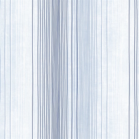 Blue, Denim and Soft Blue Random Stripe Prepasted Wallpaper