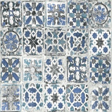 Blue Encaustic Tile Peel and Stick Wallpaper