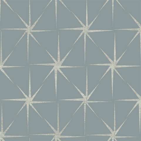 Blue Evening Star Metallic Geometric Wallpaper