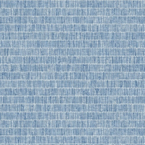 Blue Faux Grass Horizontal Stripe Wallpaper