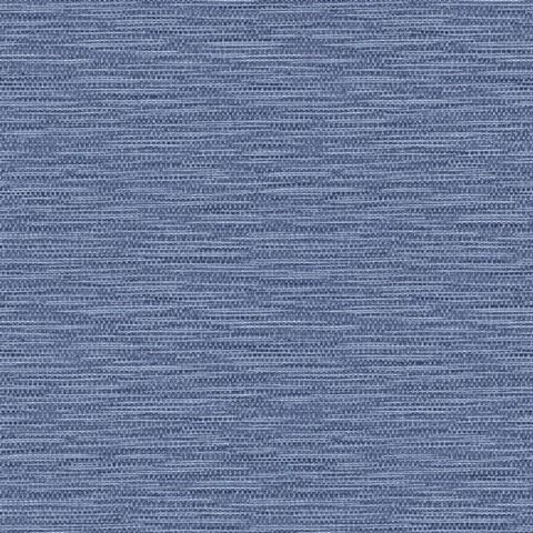 Blue Faux Linen Weave Wallpaper