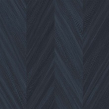 Blue Faux Wood Grain Chevron Stripes Wallpaper