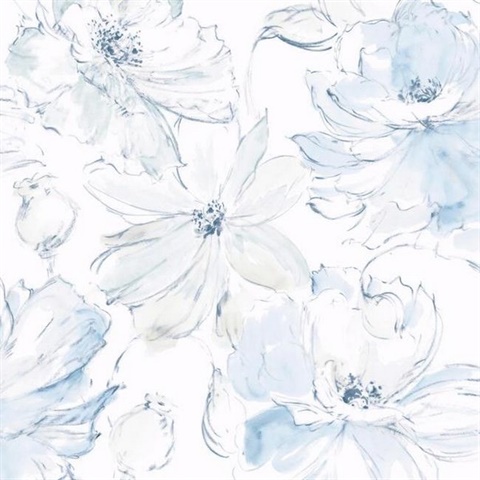 Blue Floral Dreams Wallpaper