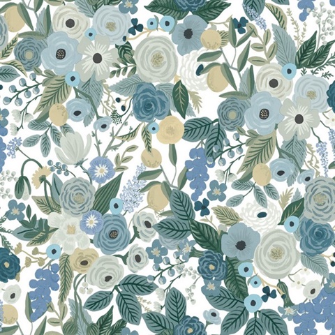 Blue Garden Party Peel and Stick Wallpaper