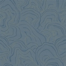 Blue Geodes Modern Faux Crystal Wallpaper