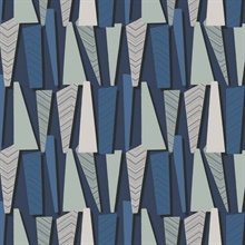 Blue Geometric Retro Trapazoid Wallpaper