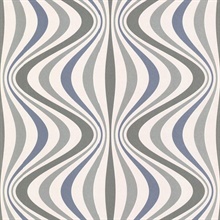 Blue Gravure Ogee Geometric Wallpaper