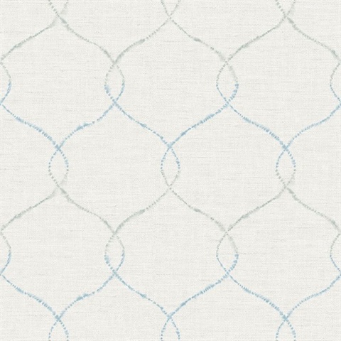 Blue, Gray & Off White Commercial Lattice Wallpaper