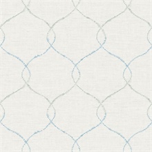 Blue, Gray & Off White Commercial Lattice Wallpaper